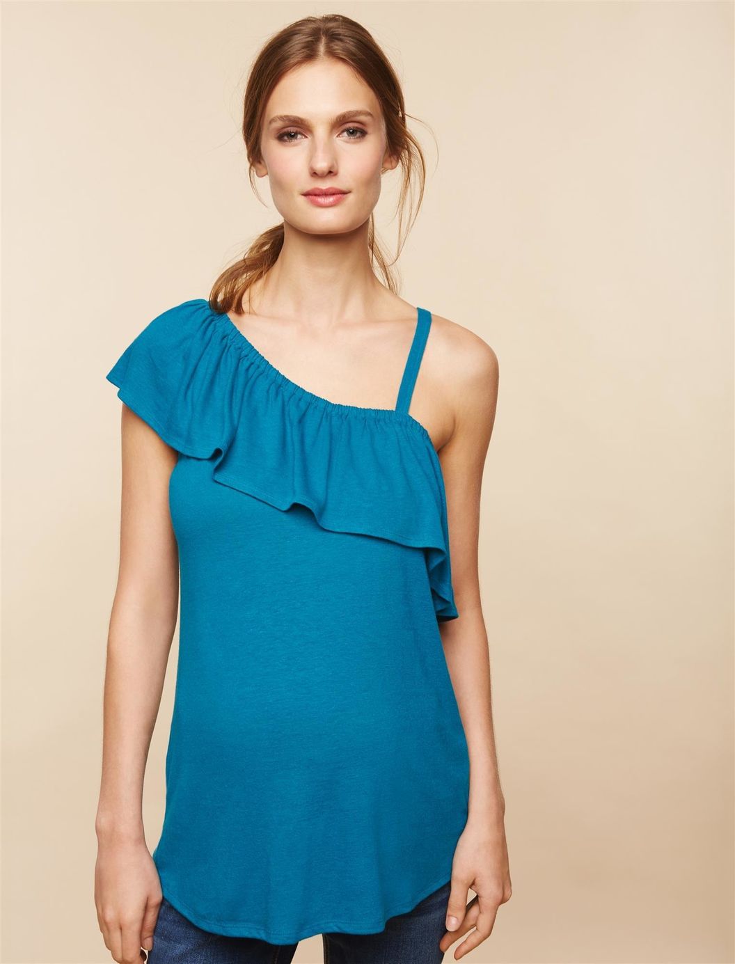 Ruffled One Shoulder Maternity Top