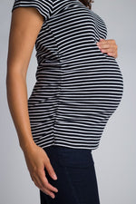 Load image into Gallery viewer, Black/White Crew Maternity Top
