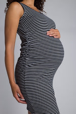 Load image into Gallery viewer, Black/White Striped Bun in the Oven Dress
