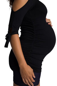 Black Cold Shoulder Maternity Top