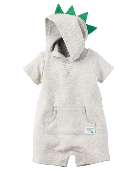 Dino Hooded French Terry Romper