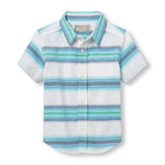 Load image into Gallery viewer, Blues &amp; Greens Button Up Toddler Shirt
