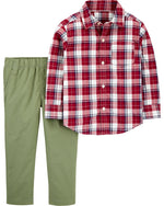 Load image into Gallery viewer, Burgundy Plaid Toddler Set
