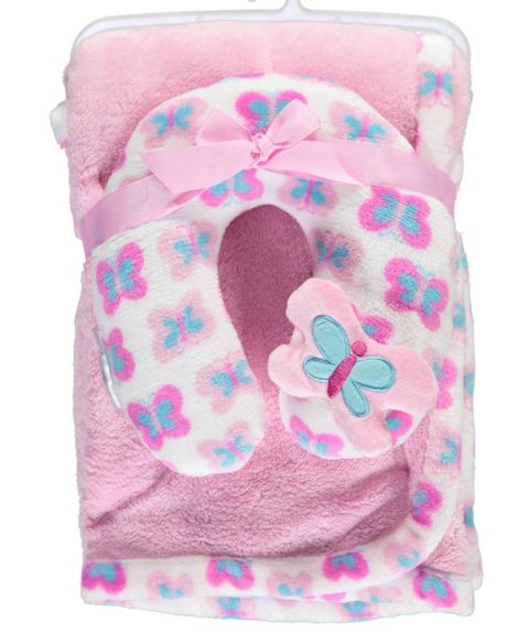 Pink Butterflies Blanket Set